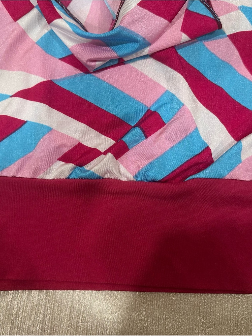 Lulla Love Geometric Long Sleeve Blouse - Pink Blue White - Picture 5 of 6